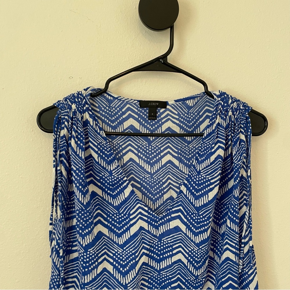 J. Crew Crepe Blue White Chevron Zig Zag Swim Coverup Women’s Small - Picture 5 of 10